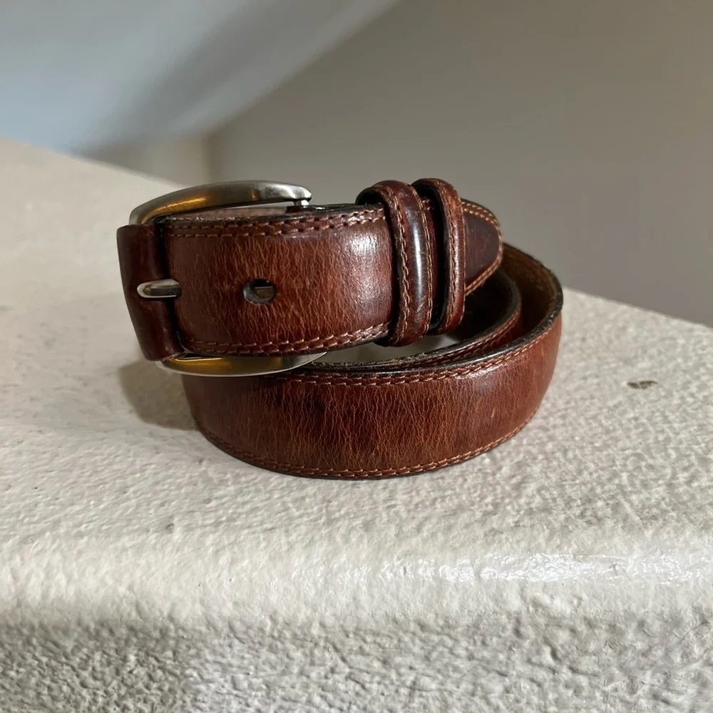 Fossil brown distressed Leather Belt Mens Medium l Work Rugged Utility IGrunge
